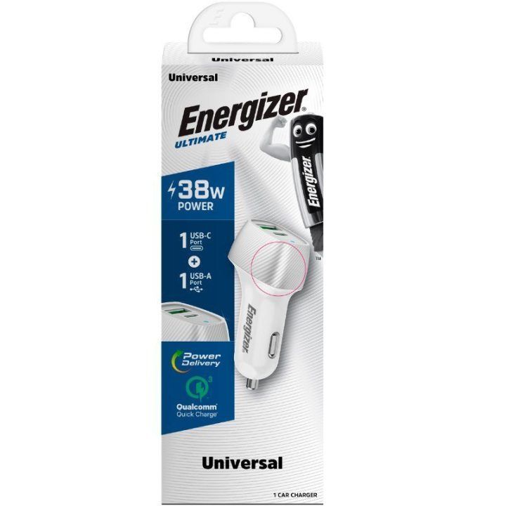 Automobilinis įkroviklis Energizer Ultimate 38 W, baltas