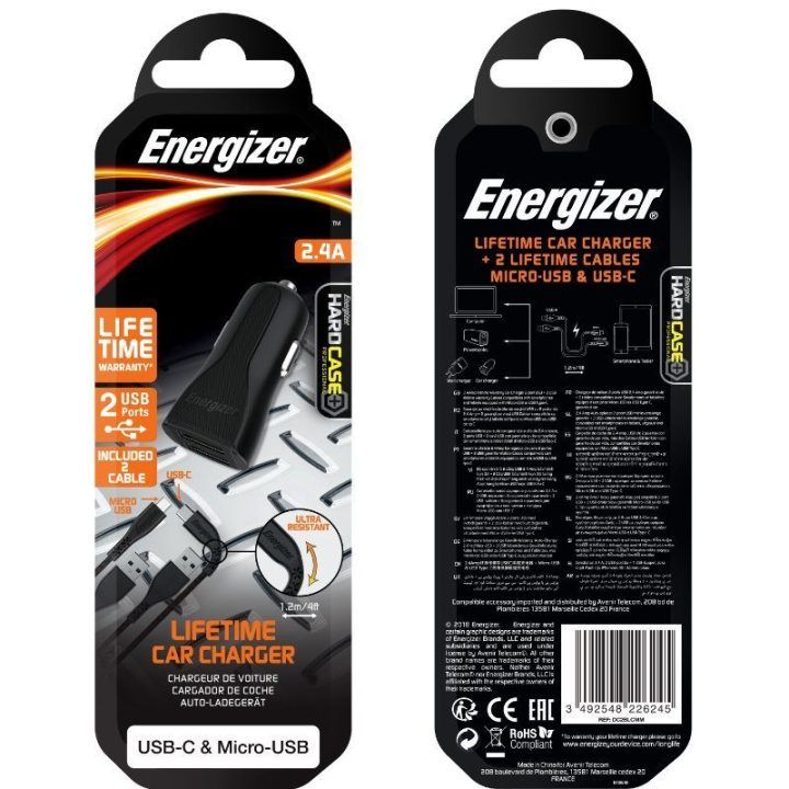 Automobilinis įkroviklis Energizer HardCase 12 W, juodas