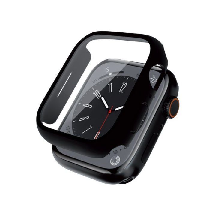 Dėklas su stiklu Apple Watch 44 mm, juodas