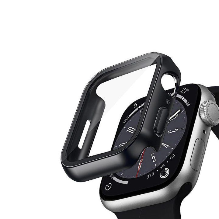 Crong hibridinis dėklas su stiklu Apple Watch 45 mm, juodas