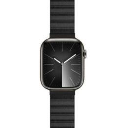 Apple Watch dirželis iš tekstūrinės odos imitacijos, juodas, Crong Eclipse