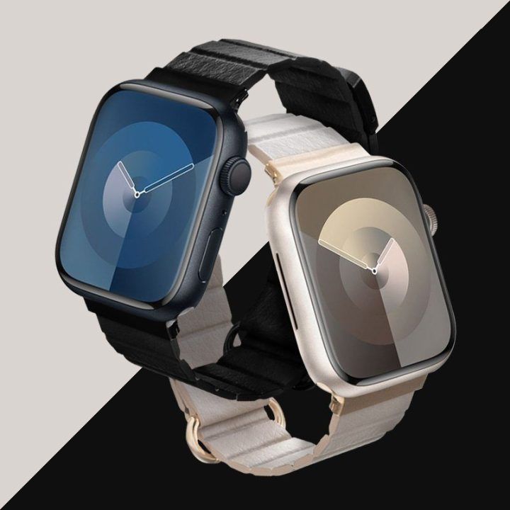 Apple Watch dirželis iš tekstūrinės odos imitacijos, juodas, Crong Eclipse
