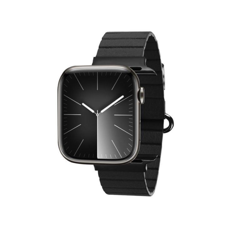 Apple Watch dirželis iš tekstūrinės odos imitacijos, juodas, Crong Eclipse