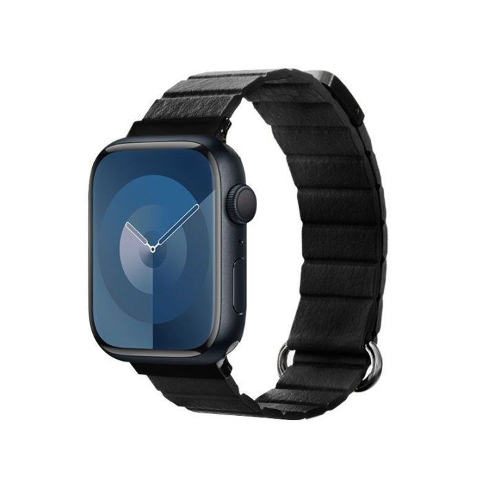 Apple Watch dirželis iš tekstūrinės odos imitacijos, juodas, Crong Eclipse