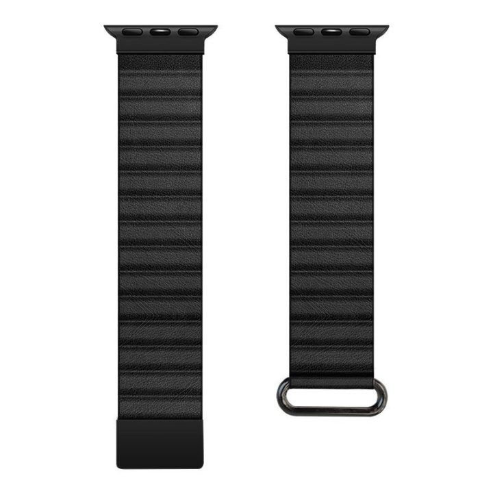 Apple Watch dirželis iš tekstūrinės odos imitacijos, juodas, Crong Eclipse