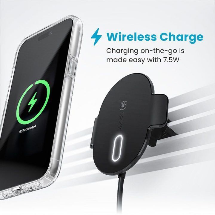 Laikiklis su belaidžiu krovimu Speck Charging Vent Mount + ClickLock, juodas