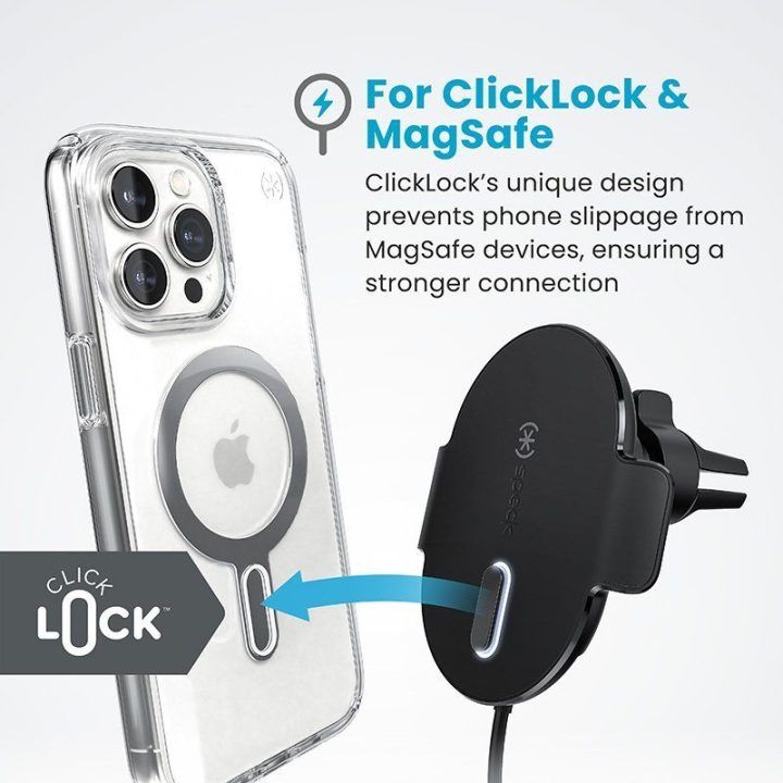 Laikiklis su belaidžiu krovimu Speck Charging Vent Mount + ClickLock, juodas