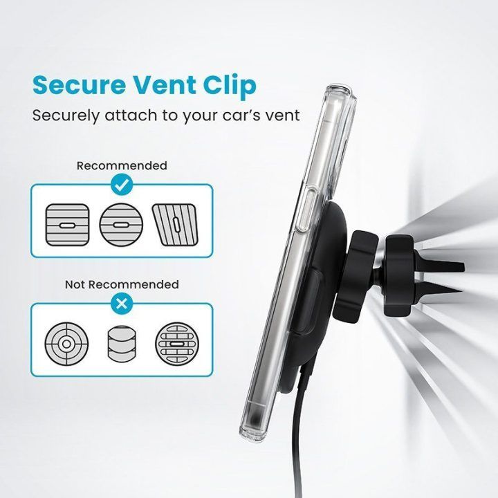 Laikiklis su belaidžiu krovimu Speck Charging Vent Mount + ClickLock, juodas