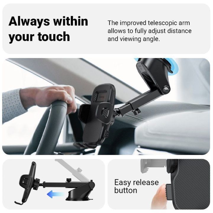Crong Carclip Dashboard™ automobilinis laikiklis, juodas
