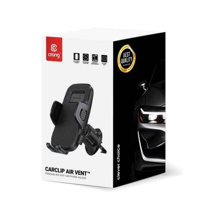 Automobilinis telefono laikiklis Crong Carclip Air Vent, juodas