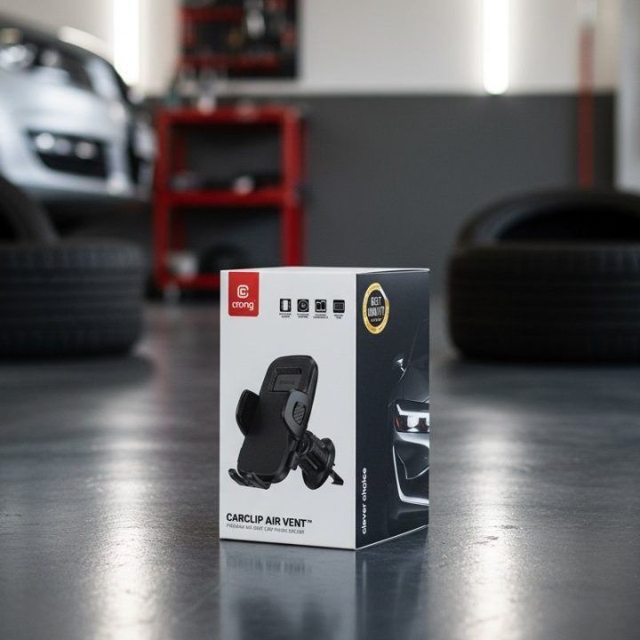 Automobilinis telefono laikiklis Crong Carclip Air Vent, juodas