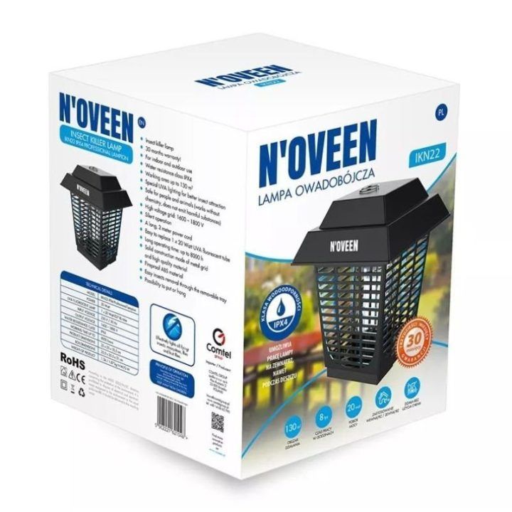 NOVEEN IKN22 insekticidinė lempa IPX4, juoda