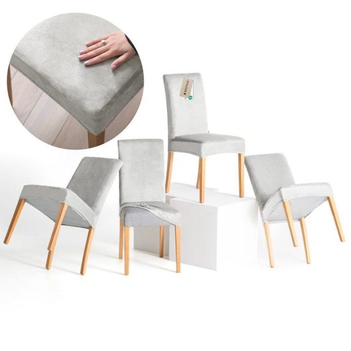 Kėdės užvalkalas Sento AmeliaHome 48 × 48 × 58 + 10 cm, sidabrinis