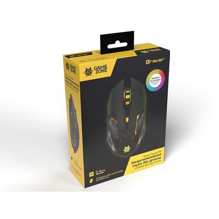 Tracer Rocky RF belaidė žaidimų pelė, juoda