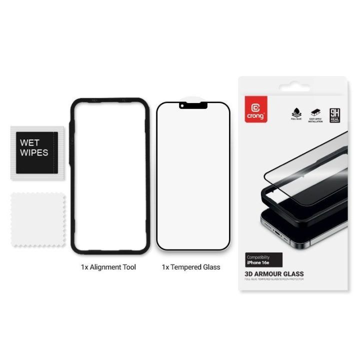 Grūdintas apsauginis stiklas iPhone 17e / 16e / 14 / 13 / 13 Pro su rėmeliu