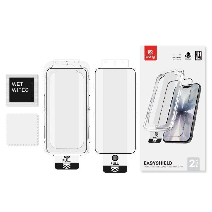 Apsauginis stiklas iPhone 17e/16e/14/13/13 Pro, 2 vnt., Crong EasyShield