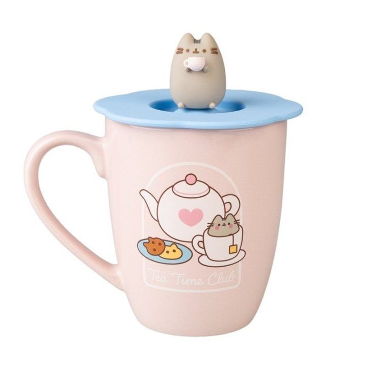 Pusheen keraminis puodelis su silikoniniu dangteliu, 350 ml