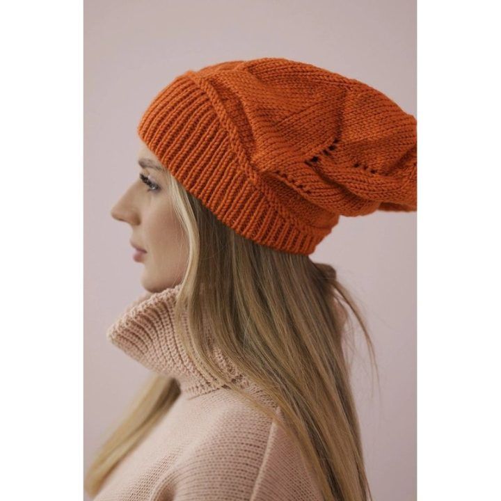 Moteriška žieminė kepurė Ingrid, oranžinės spalvos