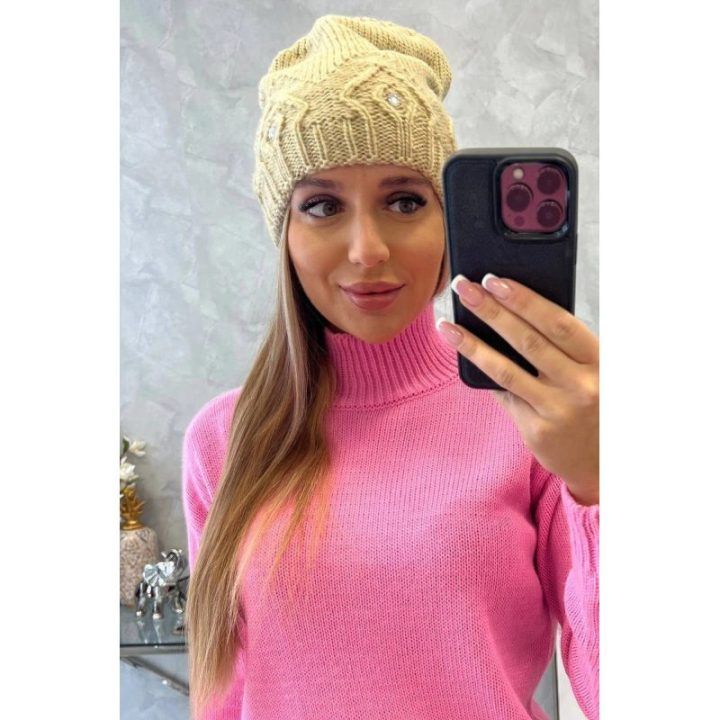 Moteriška žieminė kepurė Ramona, smėlio spalvos