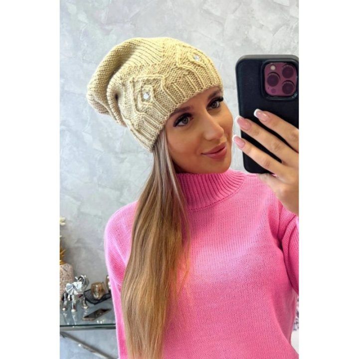 Moteriška žieminė kepurė Ramona, smėlio spalvos