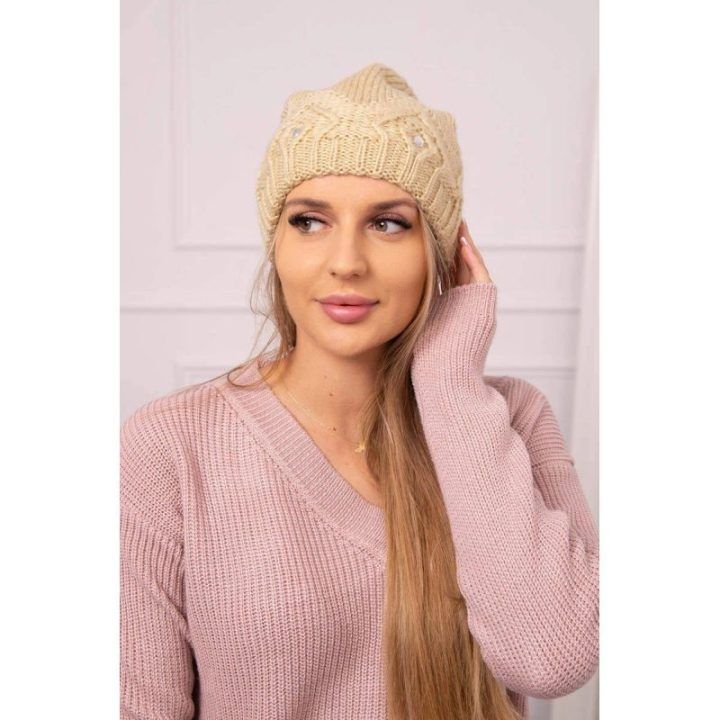 Moteriška žieminė kepurė Ramona, smėlio spalvos