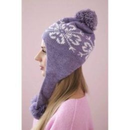 Moteriška ilgaausė kepurė Balbina, šviesiai violetinės spalvos