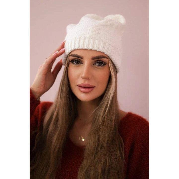 Moteriška žieminė kepurė Lorena, baltos spalvos