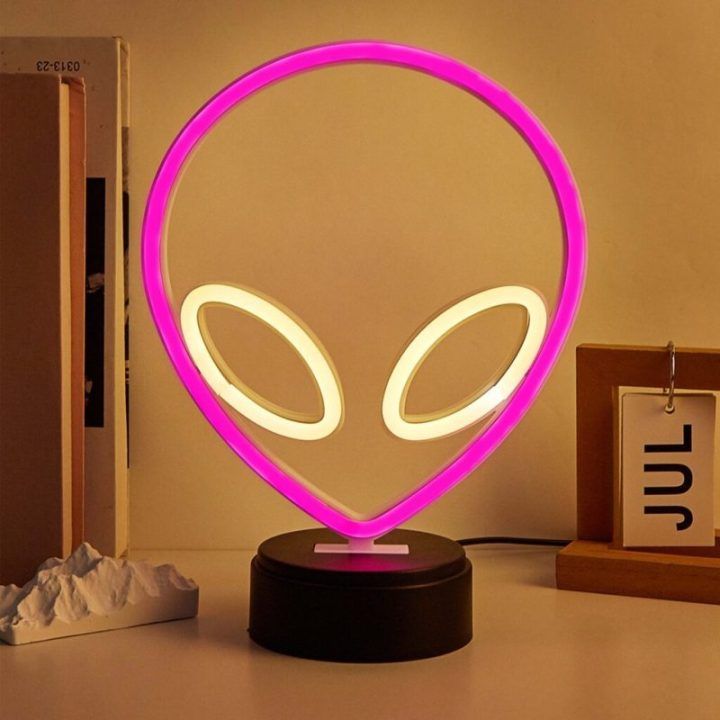 Manta UFO rožinė neoninė lempa