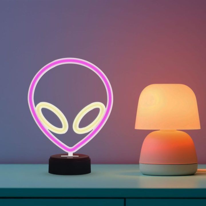 Manta UFO rožinė neoninė lempa