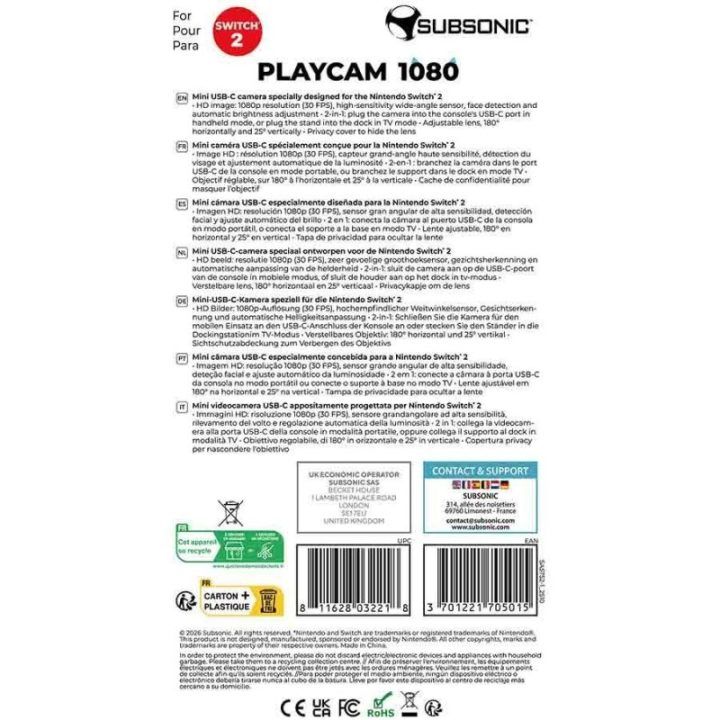 Subsonic Playcam 1080 2in1 mini kamera Nintendo Switch 2, šviesiai mėlyna