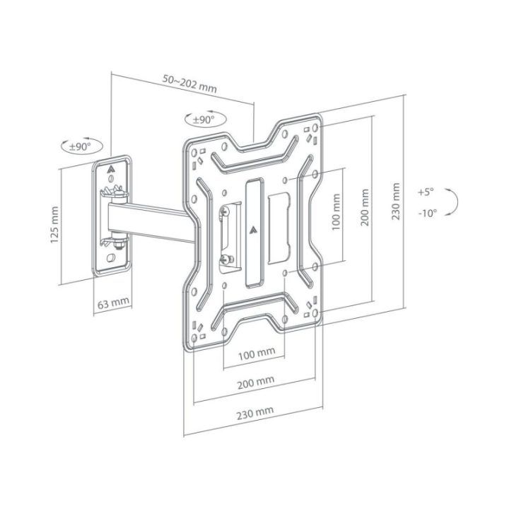 Televizoriaus laikiklis Sbox LCD-421, 23–43", 30 kg, 200 × 200