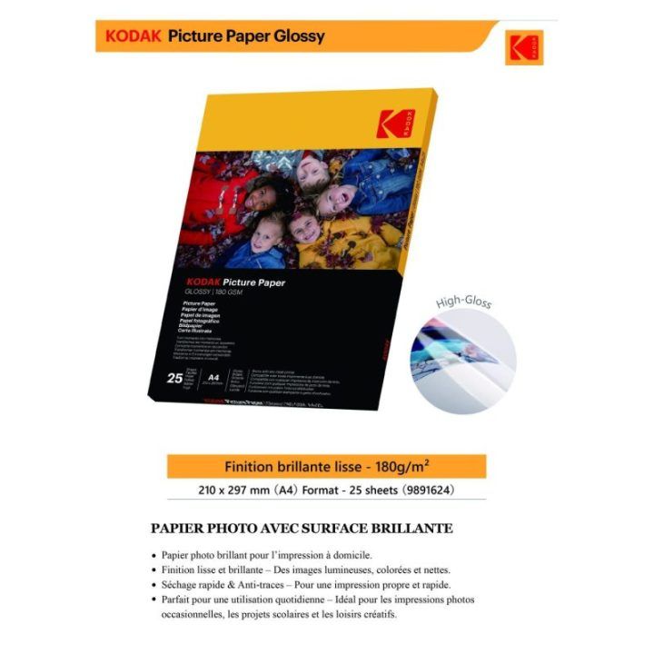 Kodak blizgus A4 fotopopierius 180 gsm, 25 lapai