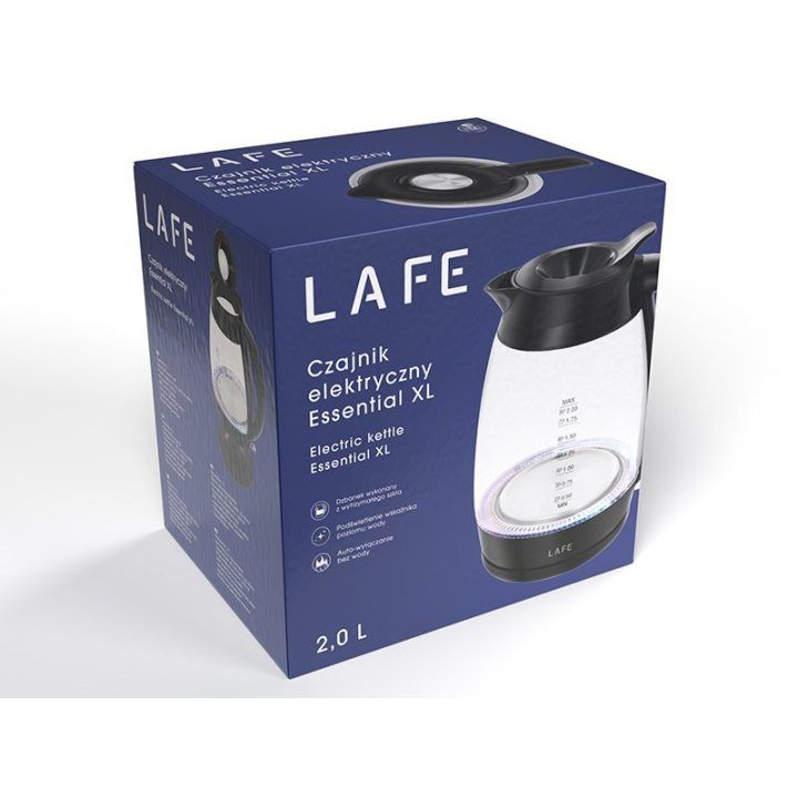Lafe Essential XL stiklinis elektrinis virdulys 2 l