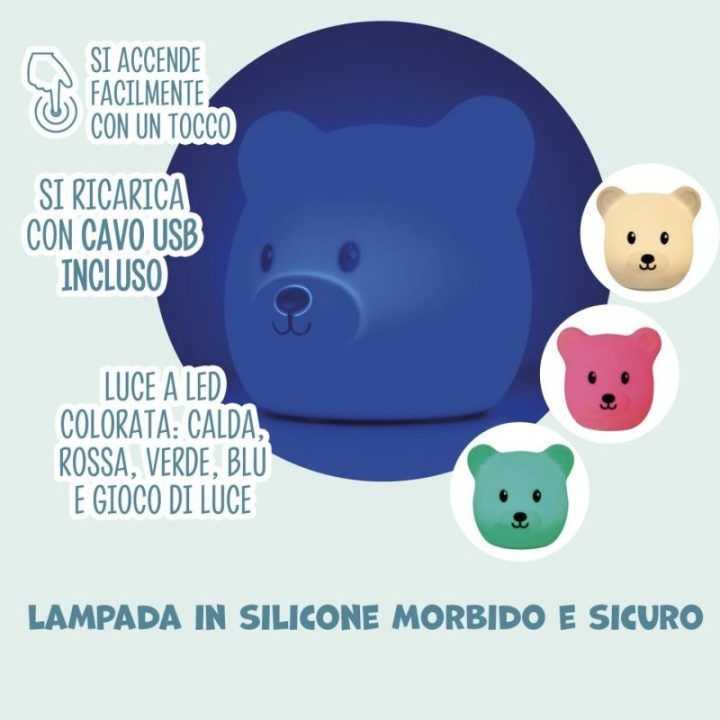 Įkraunamas silikoninis meškiuko LED šviestuvas Koala Games G2535