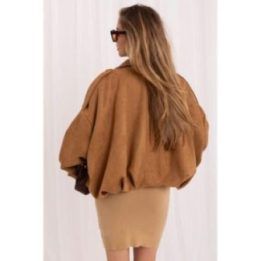 Rudos zomšos imitacijos bomber tipo švarkelis Italy Moda