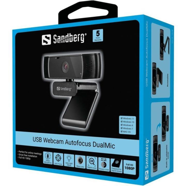 Sandberg 134-38 USB internetinė kamera su autofocus ir DualMic