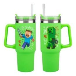 Minecraft Green izoliuotas puodelis su šiaudeliu, 900 ml