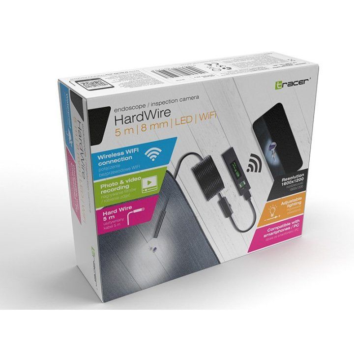 Tracer HardWire WiFi endoskopinė kamera, 5 m, 8 mm