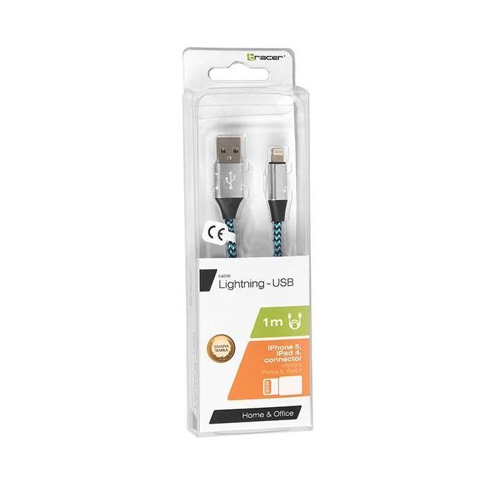 Tracer Lightning USB 2.0 kabelis 1 m, juodas / mėlynas