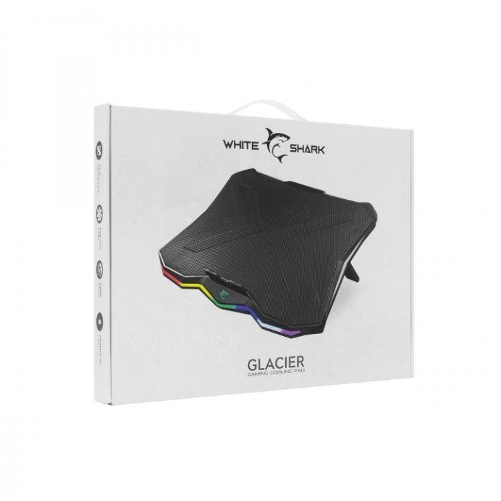 White Shark GLACIER GCP-03 nešiojamojo kompiuterio aušinimo stovas, juodas