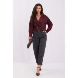 Bordo spalvos striukė su plačia apykakle Italy Moda