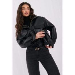Juoda moteriška eco odos striukė Italy Moda