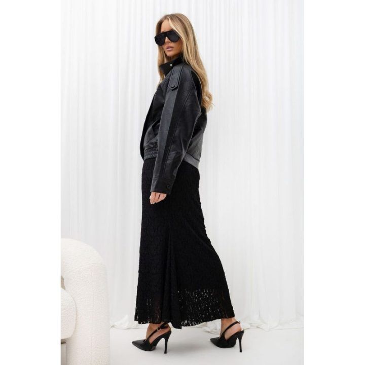 Juodas nėriniuotas sijonas Italy Moda