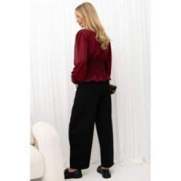 Bordo spalvos palaidinė su klostėmis Italy Moda