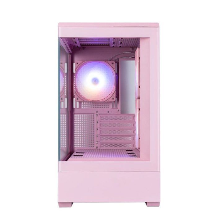Zalman P30 V2 mATX mini tower kompiuterio korpusas, 3 x 120 mm ARGB, rožinis