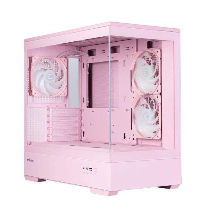 Zalman P30 V2 mATX mini tower kompiuterio korpusas, 3 x 120 mm ARGB, rožinis