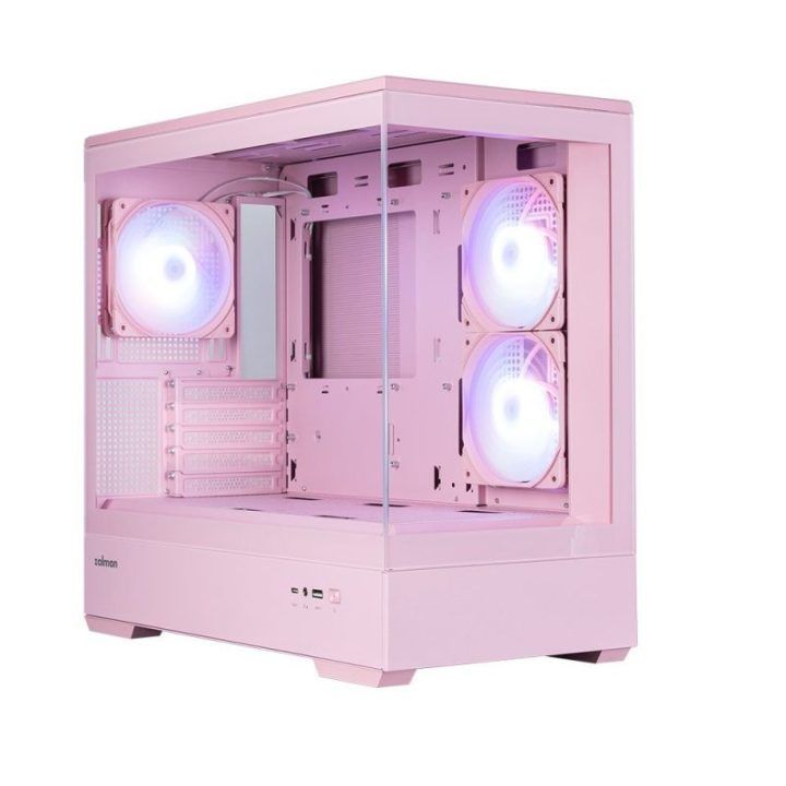 Zalman P30 V2 mATX mini tower kompiuterio korpusas, 3 x 120 mm ARGB, rožinis