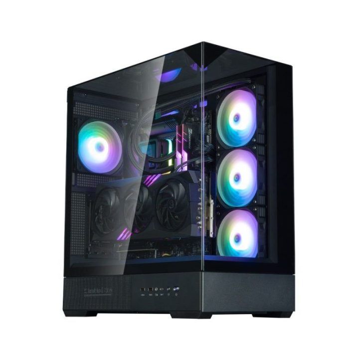 Zalman P40 PRISM PLUS ATX vidurinio bokšto kompiuterio korpusas, juodas, su 4 x 120 mm ARGB ventiliatoriais