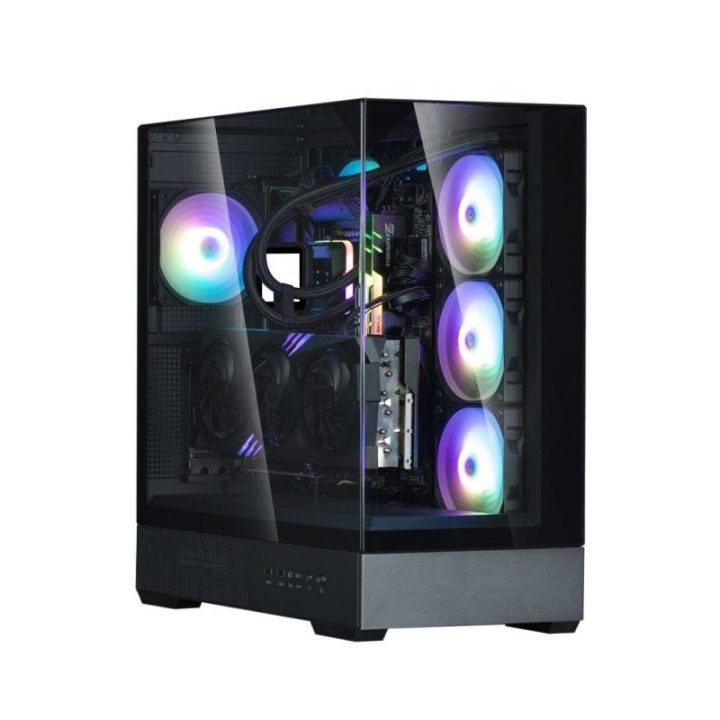 Zalman P40 PRISM PLUS ATX vidurinio bokšto kompiuterio korpusas, juodas, su 4 x 120 mm ARGB ventiliatoriais