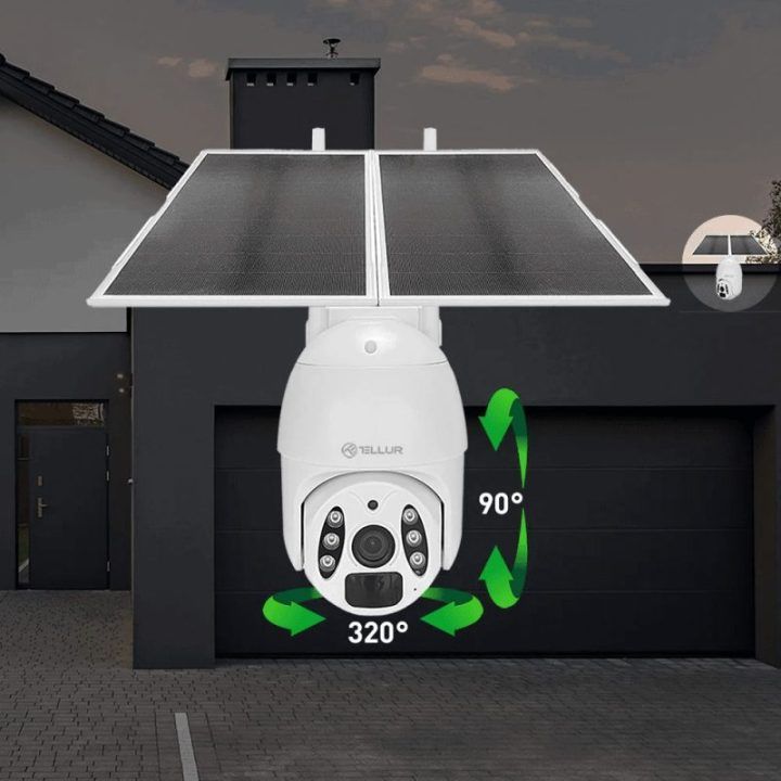 Tellur Smart WiFi saulės kamera P&T 3 MP, 2K UltraHD, balta
